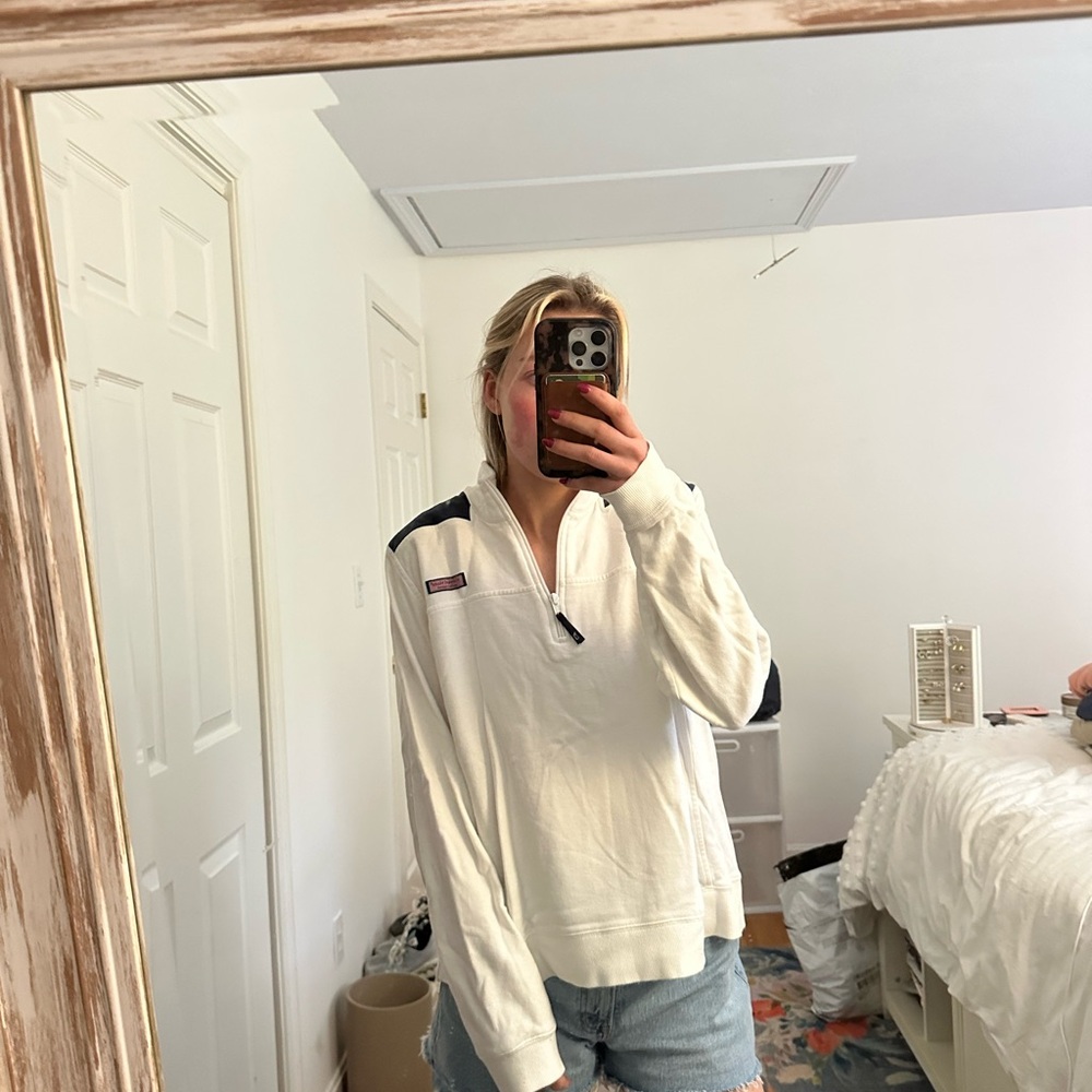 Vineyard Vines Cream Quarter-Zip Pullover